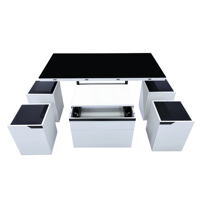 Table basse relevable contemporaine en bois à hauteur réglable avec chaises, gain de place, multifonctionnelle, rangement écologique pour la maison