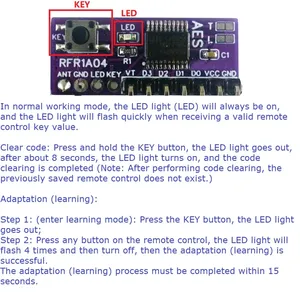 RFR1A04โมดูลการถ่ายทอด RFT1C04ที่มีการเข้ารหัส4CH DC 2.8-5V และถอดรหัสรีโมทคอนโทรล433.92MHz ตัวรับส่งสัญญาณไร้สาย - Product Image 4