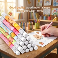 Crayons à mine noire hexagonaux HB à motifs de dessins animés mignons, thème Dinosaures et Espace, 7 designs, en bois, pour enfants et étudiants, 12 ou 50 pièces