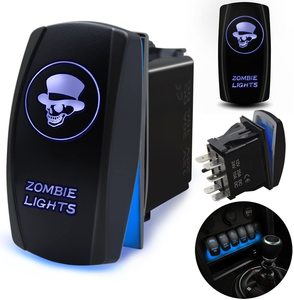 Interrupteur à bascule étanche 12V 20A 5 broches Barre Zombie Bleu LED Lumière Poussoir Bascule ON-OFF Interrupteur pour voiture Bateau Camion VR Universel - Product Image 5
