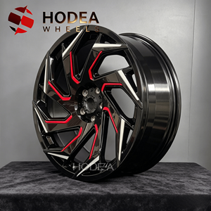 Rines Forjados Monobloque de 18-24 Pulgadas en Negro Brillante con Detalles Rojos, Diseño de Rayos Agresivos para <span class=keywords><strong>BMW</strong></span>/Tesla/Ford - Product Image 3