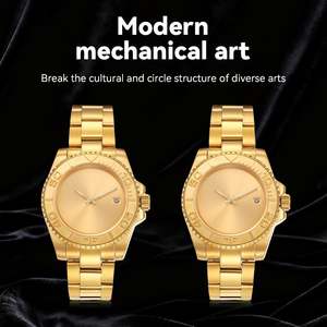 Montre de haute qualité pour hommes et femmes, montre en or, en acier inoxydable, automatique, mécanique, avec calendrier, avec lunette rotative, montre-bracelet cadeau - Product Image 5