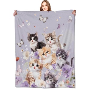 Assorted Print Butterflies Flannel Blanket Throw Blanket Nap Blanket Skin Friendly Reversible for Winter Warmth Custom Print YH- - Product Image 4