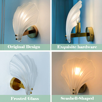 Appliques murales LED en verre dépoli personnalisées en usine, forme coquille, base E14, pour chambre à coucher et chevet