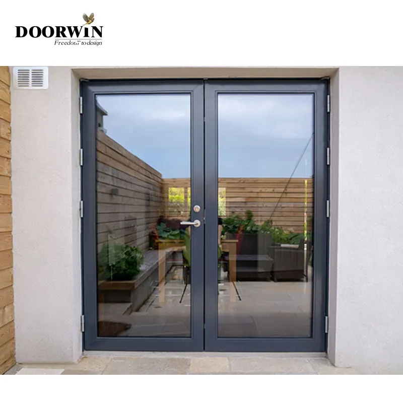 Doorwin Hot Sale Aluminum Sectional Design Glass Doors Residential Aluminum Automatic exterior Door Double Glazed Front Doors