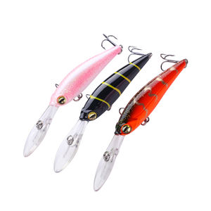 Stock noir Minow WF01 brillant 3D yeux longs billet brillant peint Jerkbait vente en gros longue coulée pêche leurre méné flottant - Product Image 1