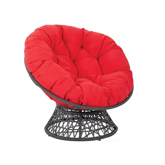 YASN Comfortable Outdoor Rattan Swivel Wicker Papasan Chair Patio Swing Chair Poly Rattan Furniture With Cushion