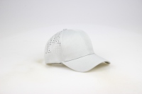 Chapeau de pêcheur personnalisé léger à 5 panneaux avec trous perforés, en polyester, à visière incurvée et patch en caoutchouc, idéal pour la randonnée