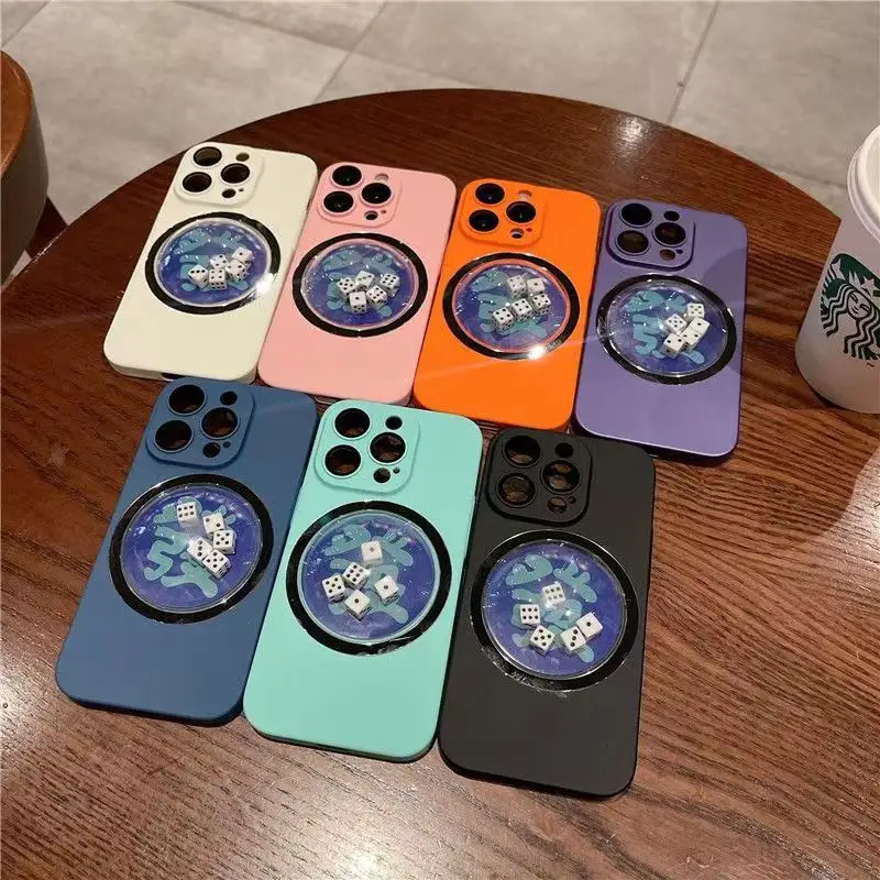 New Creative Dice Shaking Phone Case Matte Hard PC Mobile Phone Back Lens Protective Case For iPhone 14 13 Pro Max