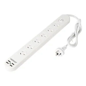 6 Outlet AU White Extension Socket Power Strip Security Electric Plug Extension Board Socket Surge Protector Power Strip
