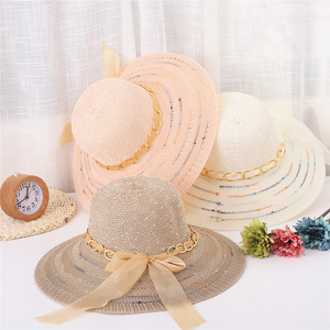 Nhà Máy Giá Rẻ Mùa Hè Du Lịch Trà Chọn Vườn Mặt Trời Bảo Vệ Phụ Nữ Bãi Biển Chuỗi Ribbon Mũ Rơm Phụ Nữ - Product Image 3