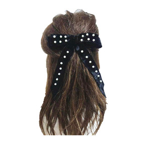 California Tot fiocco in alligatore di velluto a doppia faccia antiscivolo con fermagli per capelli con perle fermaglio per capelli grande per ragazze - Product Image 6