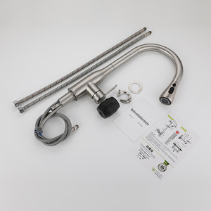 Robinet de cuisine en acier inoxydable 304 brossé, extractible avec tuyau et instructions pour l'installation sous évier - Product Image 1