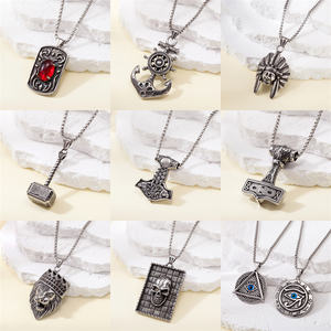 Venta al por mayor <span class=keywords><strong>de</strong></span> titanio <span class=keywords><strong>de</strong></span> acero suéter cadena diablo <span class=keywords><strong>ojo</strong></span> indio cráneo <span class=keywords><strong>Thor</strong></span> martillo cabeza <span class=keywords><strong>de</strong></span> león barco ancla colgante collar - Product Image 3
