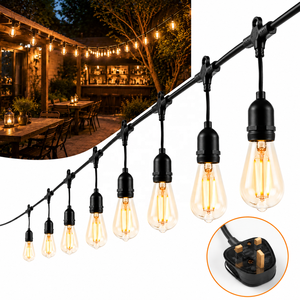 Luci a Corda per Esterni UK, Lampadine LED <span class=keywords><strong>Edison</strong></span> Impermeabili 1W, Luci Festoon per Giardino, Patio, Bistrot, Matrimoni - Product Image 1