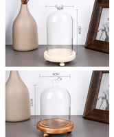 Cloche en verre anti-poussière avec base en bois, cloche décorative pour bougie, cloche en verre décorative pour table