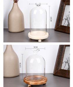 Cloche en verre anti-poussière avec base en bois, cloche décorative pour bougie, cloche en verre décorative pour table - Product Image 4