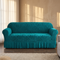Moderner Jacquard-Sofabezug, rutschfester, gerüschter Stoffbezug für Wohnzimmer, staubdicht, elastisch, Stretch-Couchbezug-Set