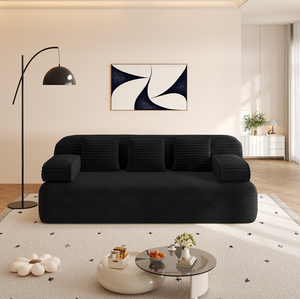 Frameless <b>Sofa</b> <b>Set</b> <b>2</b>-in-<b>1</b> Convertible <b>Sofa</b> Bed <b>3</b> Pillows-Plush Corduroy Fabric Modern Multi-Functional <b>3</b>-Seater Apartment <b>Sofa</b> - Product Image 2