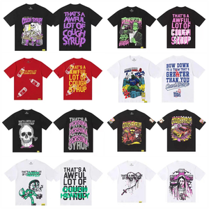 Мужские футболки высокого качества, 100% хлопок, с принтом, оверсайз, коллекция футболок с надписью «COUGH SYRUP» для мужчин - Product Image 2