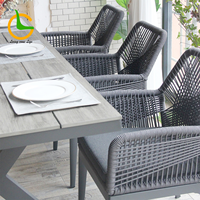 Table et chaises de jardin 6 places en aluminium robuste pour l'extérieur