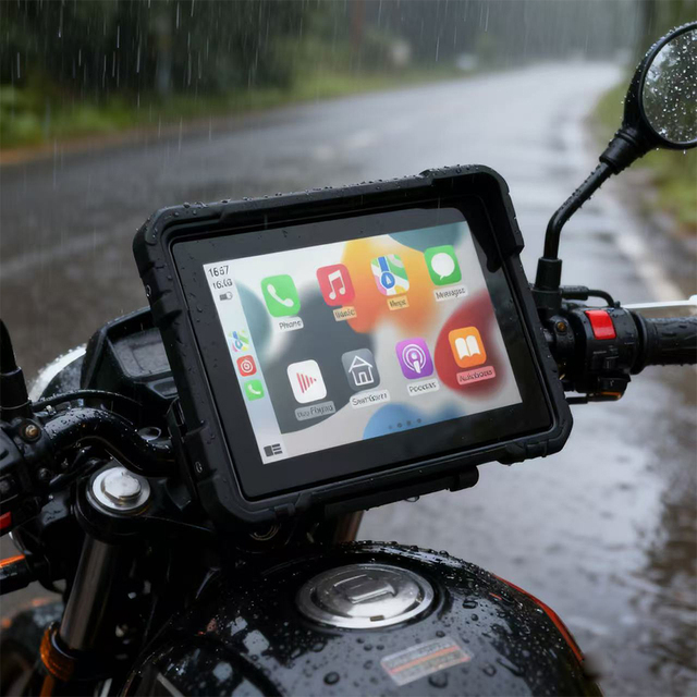 New 24V Plastic Motorcycle Dash Cam 5" Touch Screen CarPlay Waterproof Front Recording TPMS 1080P Dual Lens Factory Wholesale