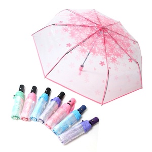 Stock Item New Style Transparent Sakura <b>Umbrella</b> pink Handle Automatic Compact clear Sakura <b>Umbrella</b> for Girl Female - Product Image 4