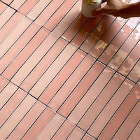 Carreaux de mosaïque en céramique faits à la main, dégradé rose vif, 250x330mm, pour murs intérieurs de salle de bain, cuisine, restaurant