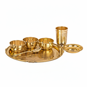 IndianArtVilla Design gaufré en laiton avec doublure perlée Ensemble de 7 pièces, 11.5 "pouces pour manger et servir - Product Image 1