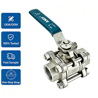 Robinet à bille sanitaire standard en acier inoxydable de 3/4 po (3 pièces) pour l'aquaculture