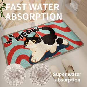 Tapis de salle de bain rectangulaire Meow Meow Cartoon, antidérapant, absorbant l'eau, séchage rapide, tapis de toilette, fibre de polyester - Product Image 3