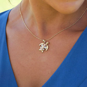 Collar con Colgante de Plata de Ley 925, Tortuga Marina Hawaiana <span class=keywords><strong>Honu</strong></span>, Flor de Plumeria, Joyería de Playa Hawaiana - Product Image 4