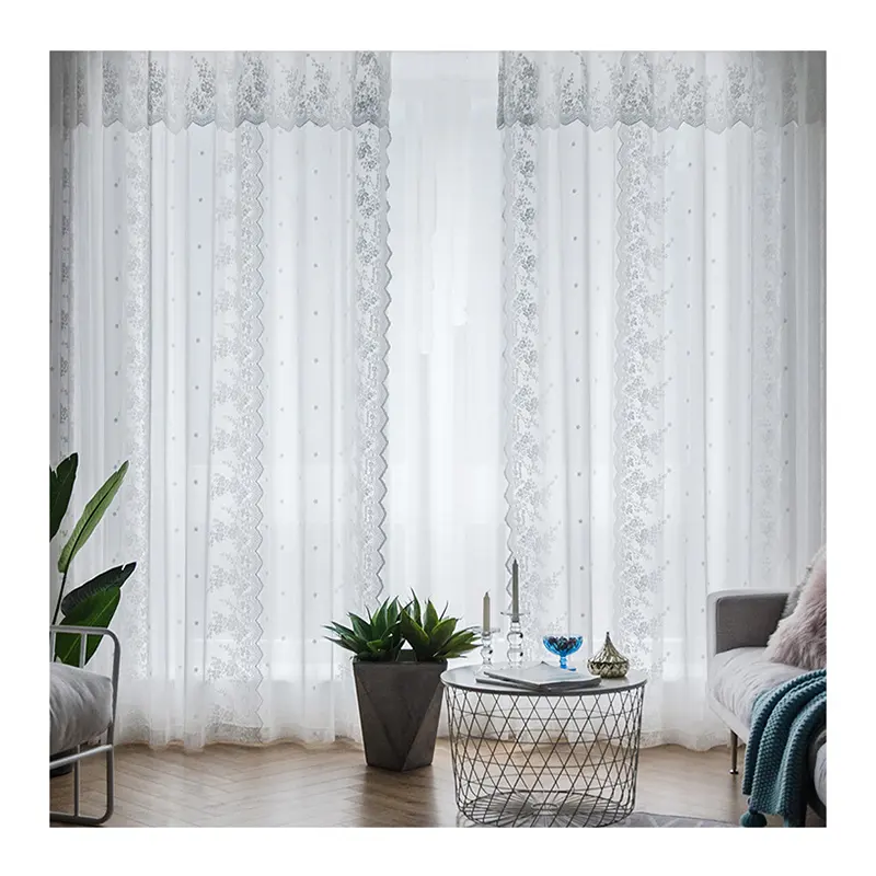 Innermor-cortinas transparentes de poliéster suave, diseño moderno, Vintage, francés, Princesa, de encaje, tricolor