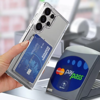 Porte-cartes magnétique transparent à emplacements pour Samsung, ne bloque pas l'appareil photo, aimant puissant, accessoires de téléphone antichoc