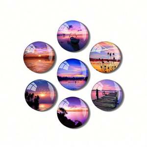 Autocollants magnétiques souples pour réfrigérateur en verre avec motifs de pierres précieuses, représentant des coucher de soleil romantiques, des lever de soleil et des moments de beauté du coucher de soleil précoce - Product Image 1