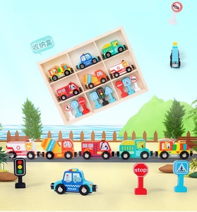 Crianças <span class=keywords><strong>Road</strong></span> Sign Model Toy Set Ambulância Carro de madeira & Fire Police Transporte com faixa etária para faixa etária 5 a 7 anos