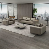 Conjunto de Sofás de Cuero Modernos para Oficina en Casa y Sala de Estar, Diseño Seccional, Mesa de Centro para Vestíbulo de Hotel