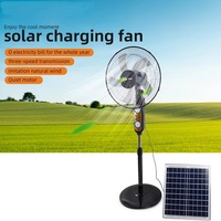 Ventilateur sur pied solaire de 16 pouces à 5 pales, moteur sans balais, économie d'énergie, flux d'air puissant, ventilateur de refroidissement solaire avec panneau solaire