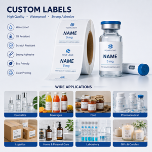 Étiquettes personnalisées brillantes/mates pour flacons de peptides, résistantes aux produits chimiques, pour expériences de laboratoire – Prix usine - Product Image 2