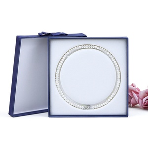 <b>Square</b> <b>Large</b> Bow Pearl Necklace Jewelry Box <b>Set</b> Packaging Cardboard Pearl Necklace Jewelry Gift Box for Mother's Day Gift - Product Image 4