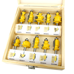 Carbide Tipped Router Bits 10 Piece Set 1/4 In Shank Straight For Woodworking <b>Machines</b> Decorative Cutting - Product Image 4
