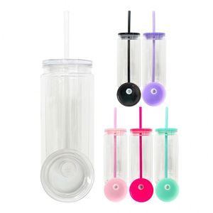 Gobelet isotherme en plastique double paroi 16 oz avec trou pré-percé et bouchon en silicone, transferts UV DTF pour café glacé - Product Image 3