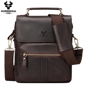 <span class=keywords><strong>Sac</strong></span> à dos de luxe en cuir véritable pour homme, grande capacité, sacoche messager portable avec fermeture éclair, mallette de voyage rigide - Product Image 5