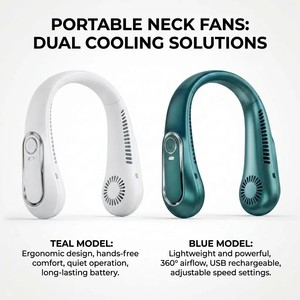 Ventilateur de cou portable avec écran numérique, ventilateur de refroidissement rechargeable Type-C, mini ventilateur personnel - Product Image 2
