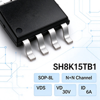 SH8K15TB1 Dual N Channel MOSFET SOP-8L 30V 6A Transistor Mode Enhancement untuk Pemasangan Permukaan (Surface Mount) untuk Manajemen Daya dan Pengalihan Beban