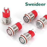 Interruptor de botón de metal de alta corriente de 16/19MM: impermeable, iluminado, autorreinicio/bloqueo para Iniciación de energía de computadora y automóvil