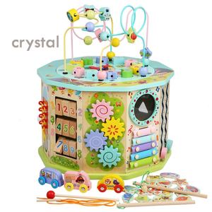 Boîte à trésors en bois multifonctionnelle en cristal, cube d'activités Montessori, labyrinthe de perles éducatif, jouet d'éveil pour les enfants de 3 à 5 ans - Product Image 1
