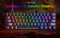 Capuchons de touches personnalisés clavier de jeu bluetooth Mini jeu de divertissement à domicile filaire 61 touches bleu axe rvb claviers mécaniques