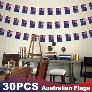 Drapeau de l'Australie en guirlande, mini-drapeaux australiens, bannière à double face, pliable, en polyester, drapeaux nationaux - Product Image 6