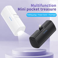 Date d'urgence lumière LED Lithium téléphone portable 5000Mah Powerbank charge rapide Type c Portable Mini Capsule chargeur batterie externe
